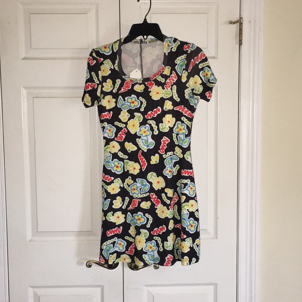 Vintage Floral print s/s fit flare dress Sz M NWOT